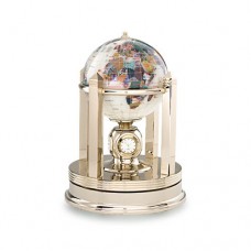 Kalifano Opal 3-in. Gemstone Globe and Bright Silver Galleon Rotating Base   